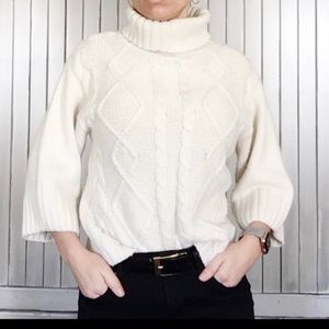 Zara Cable Knit Turtleneck boxy crop sweater Med